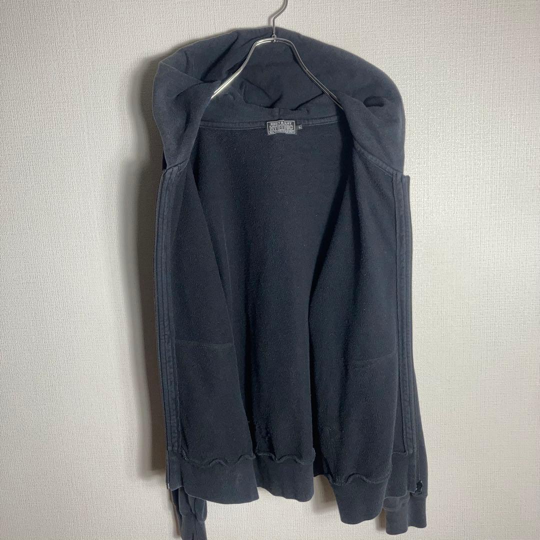 HYSTERIC GLOMOUR フルジップパーカー ビッグロゴ 猫 黒 L.