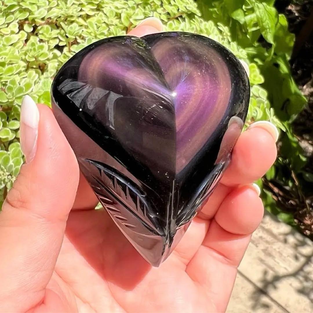 レインボーオブシディアン ハートフラワー