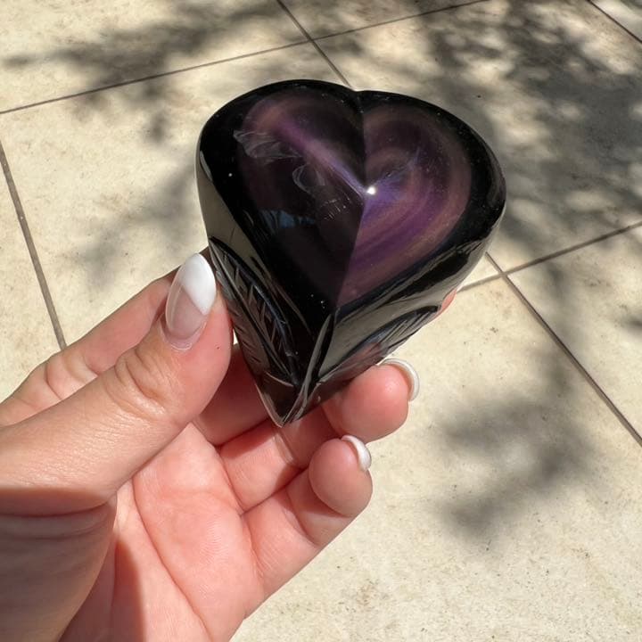 レインボーオブシディアン ハートフラワー