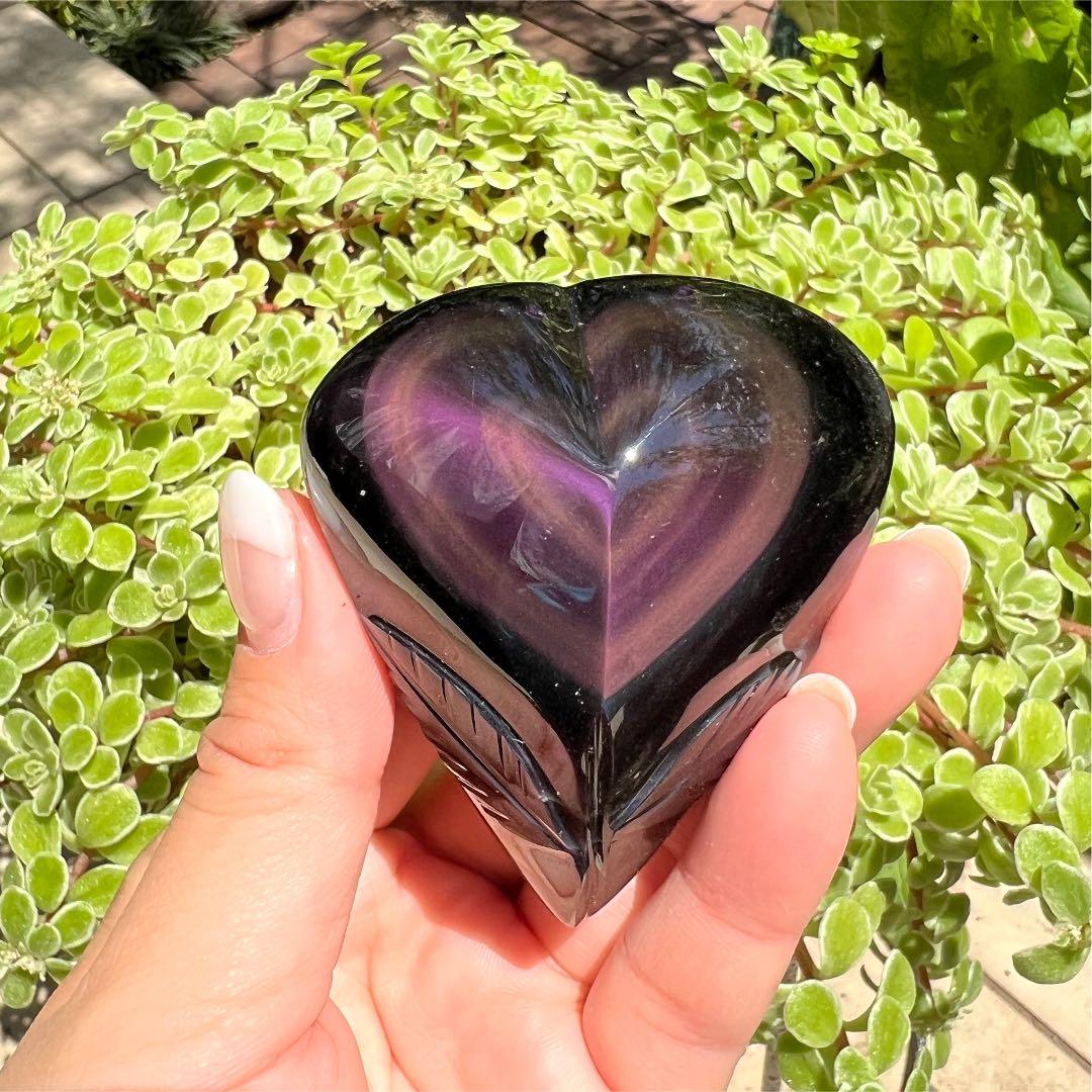 レインボーオブシディアン ハートフラワー