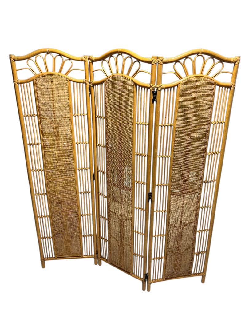 【極美品】東谷株式会社 パーテーション ラタン 衝立 3連 インテリア お洒落