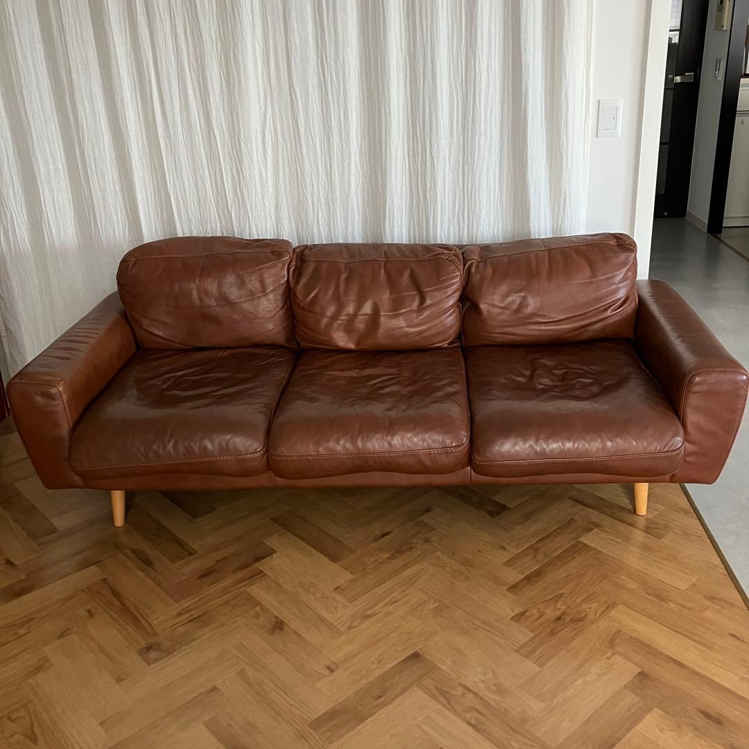 【送料込】unicoウニコ モルン レザーソファ3人掛け