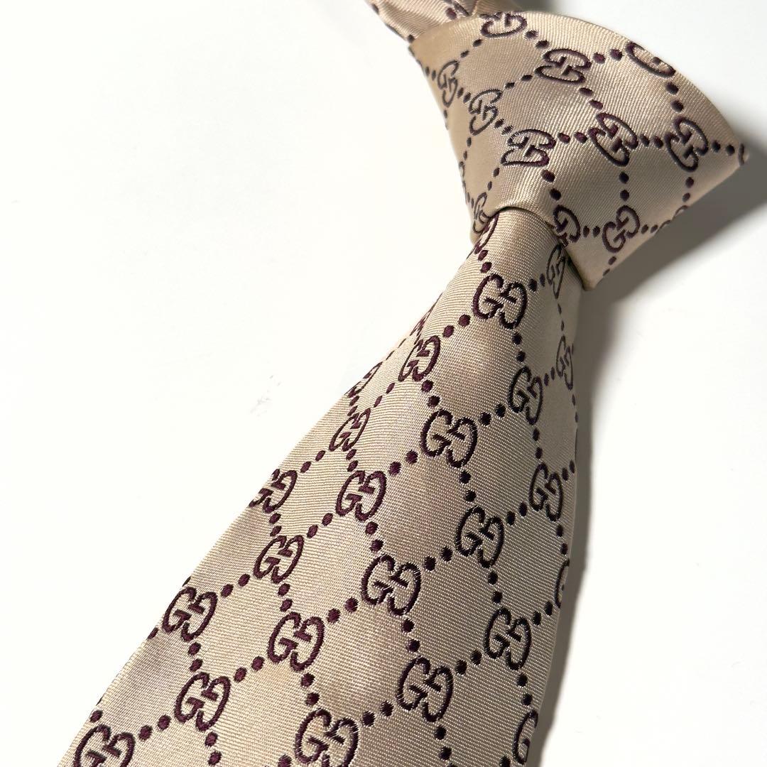 【良品】 GUCCI グッチ GG柄 イエロー系 ネクタイ