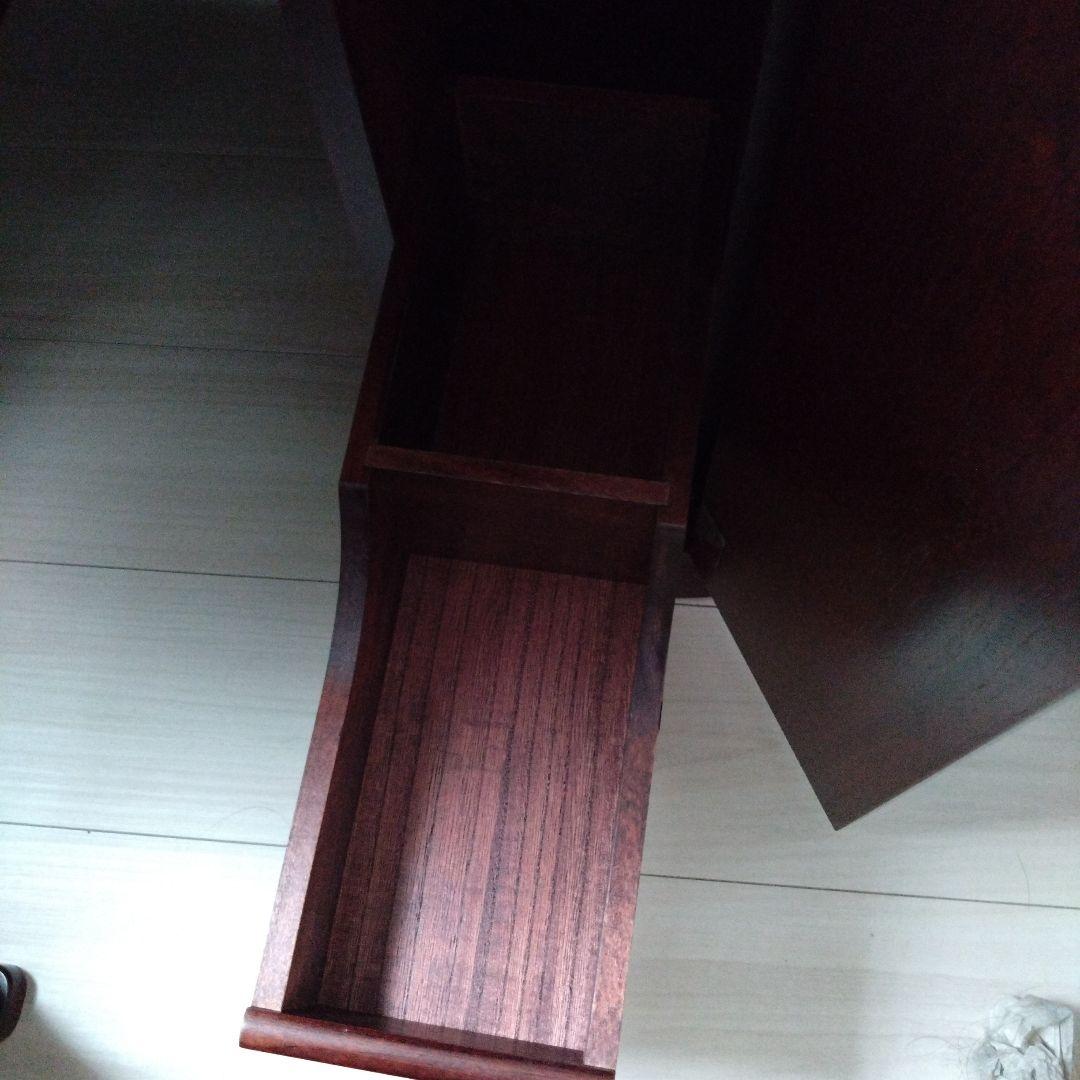 超美　三面鏡　花彫刻　バーガンディ　ドレッサー　鏡　便利引出し多い