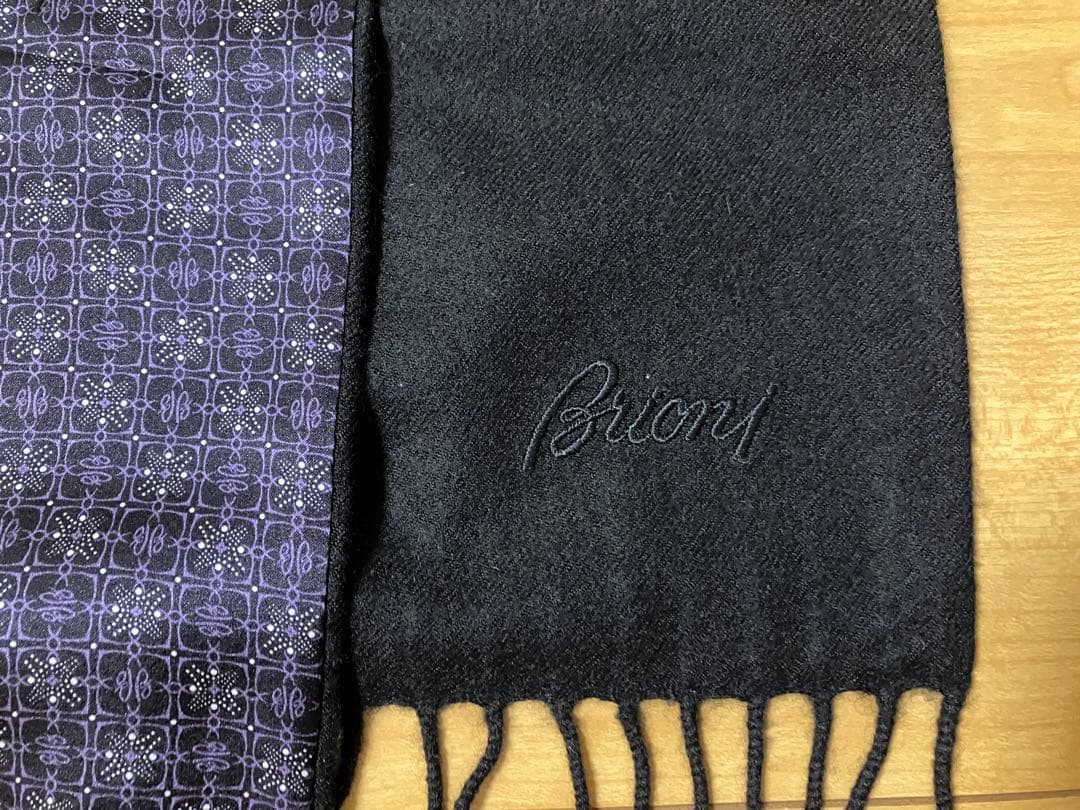 美品ブリオーニ Brioni シルク×カシミア ダブルフェイスマフラー ストール