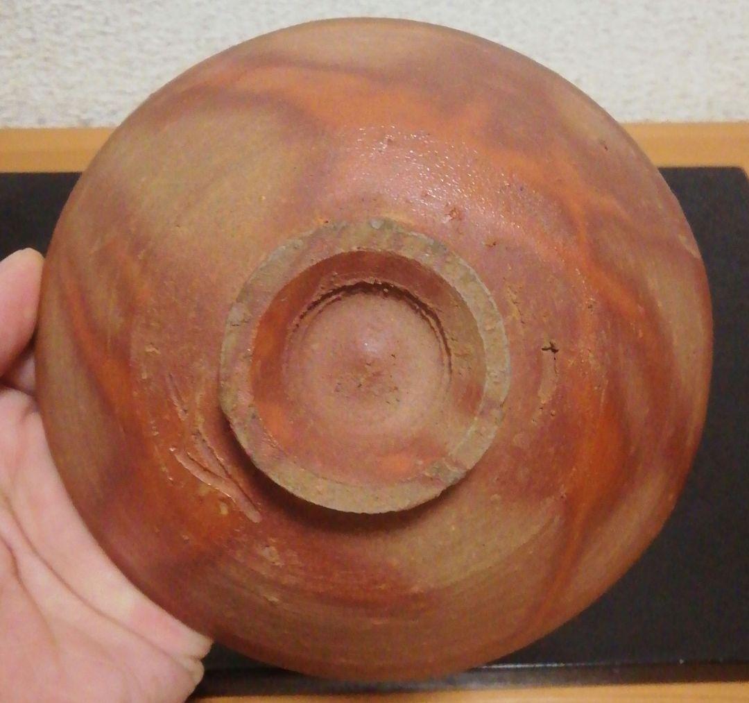 森陶岳作　備前焼　緋襷　茶碗　共箱　共布　栞付　茶道具