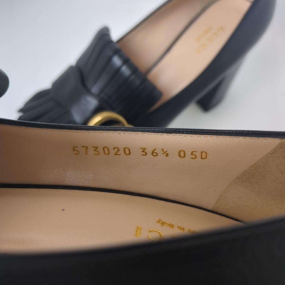 GUCCI　ハイヒール　GGマーモント　ゴールド金具　フリンジ　36.5