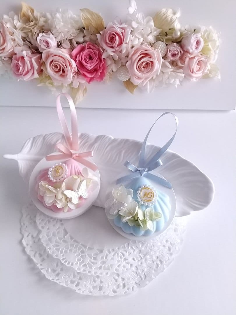 【現品限り】アロマストーンシェルフラワーサシェ2点セット&羽トレー付き