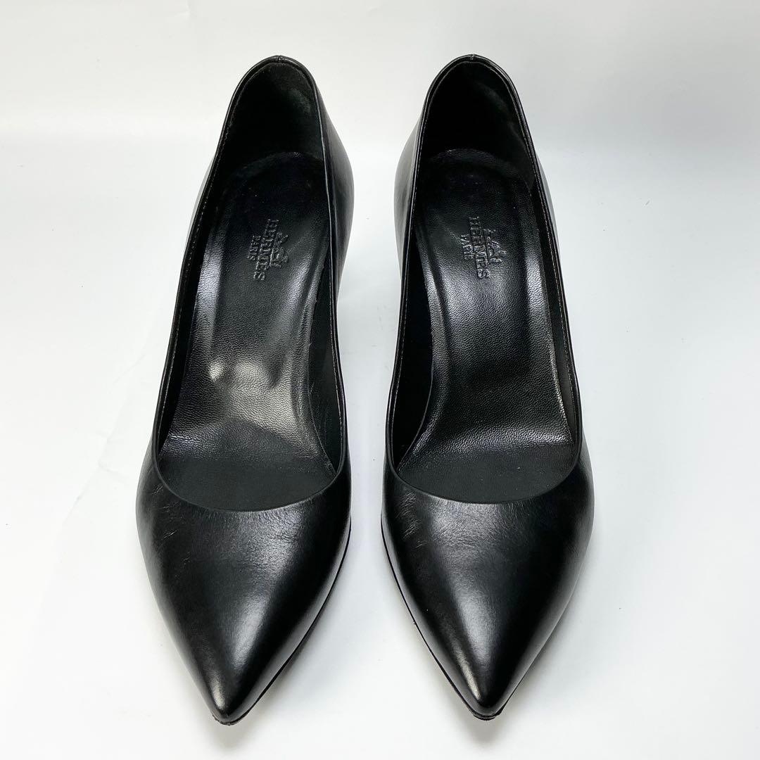 HERMES　パンプス　ブラック　レザー　ヒール　35 1/2