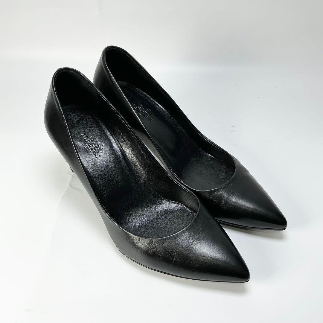 HERMES　パンプス　ブラック　レザー　ヒール　35 1/2