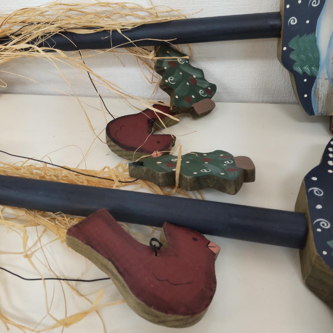 80cm+　クリスマス　重厚　木製スコップ　2点　スノーマン　カントリー　大きい