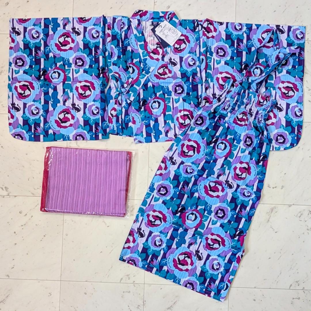 未使用タグ付　アナスイミニ レトロローズ浴衣 140cm セパレートタイプ