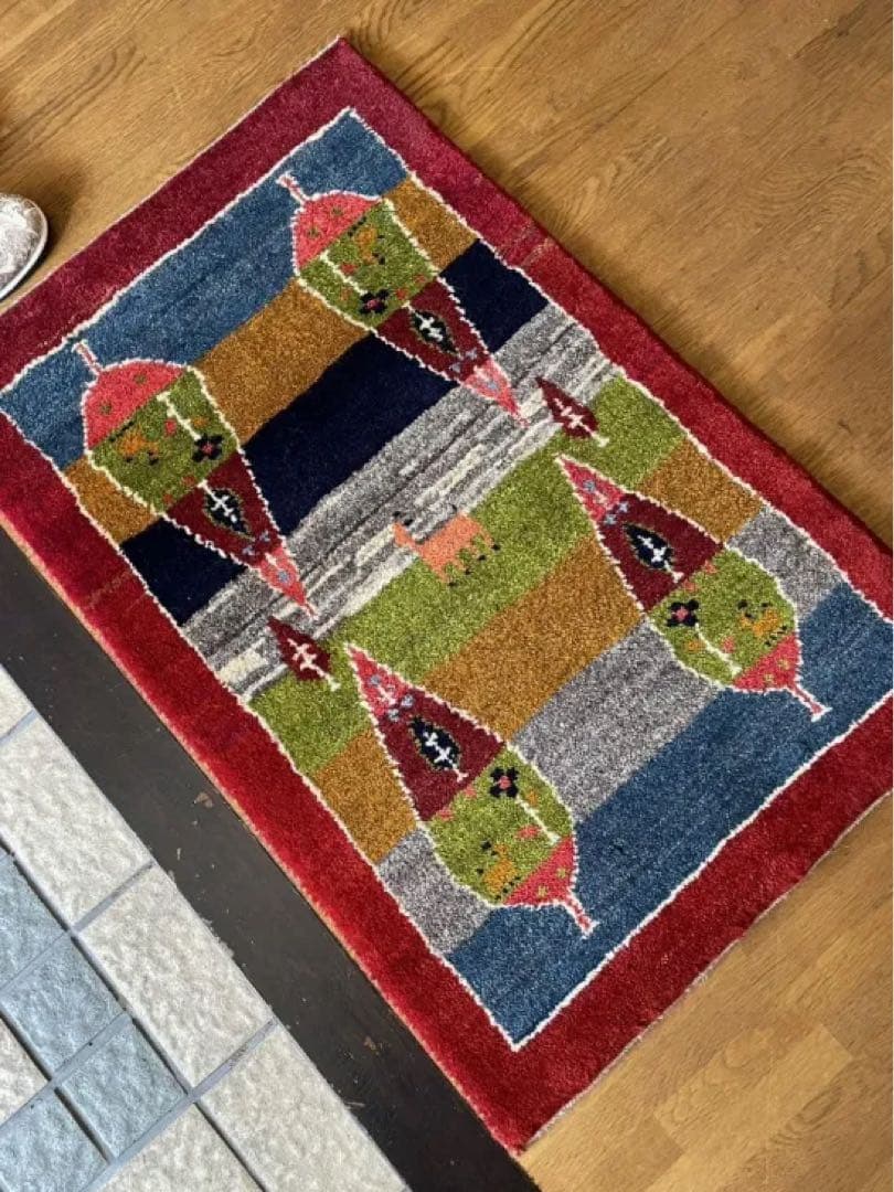 ギャッベ 玄関マット 本物 ペルシャ手織り アマレ ブランド サイズ 61×91