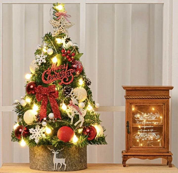 クリスマスツリー レッド ゴールド 90cm オーナメント 誕生日 飾り付け