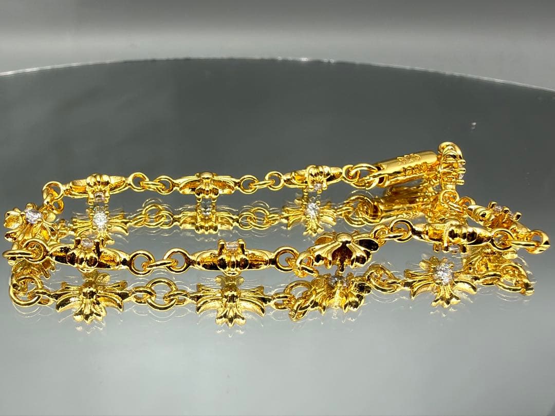 22kコーティング　タイニー　チェーンブレスレット　16、18、20、22cm