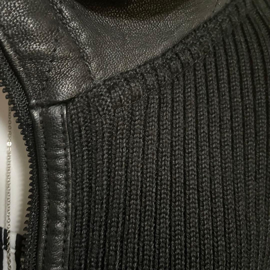 ミリタリージャケット ニット 山羊革 ダークコア y2k