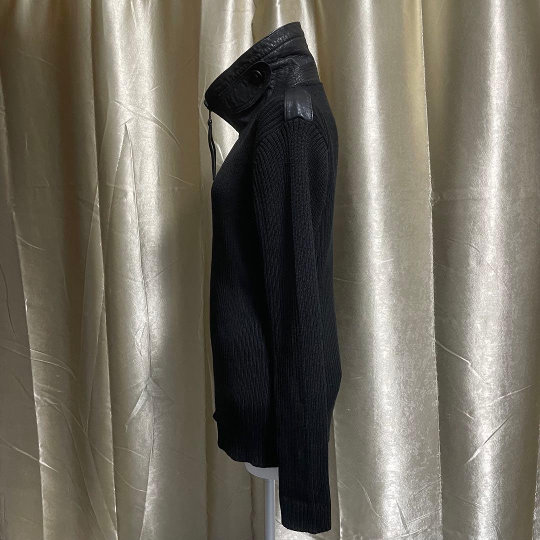 ミリタリージャケット ニット 山羊革 ダークコア y2k