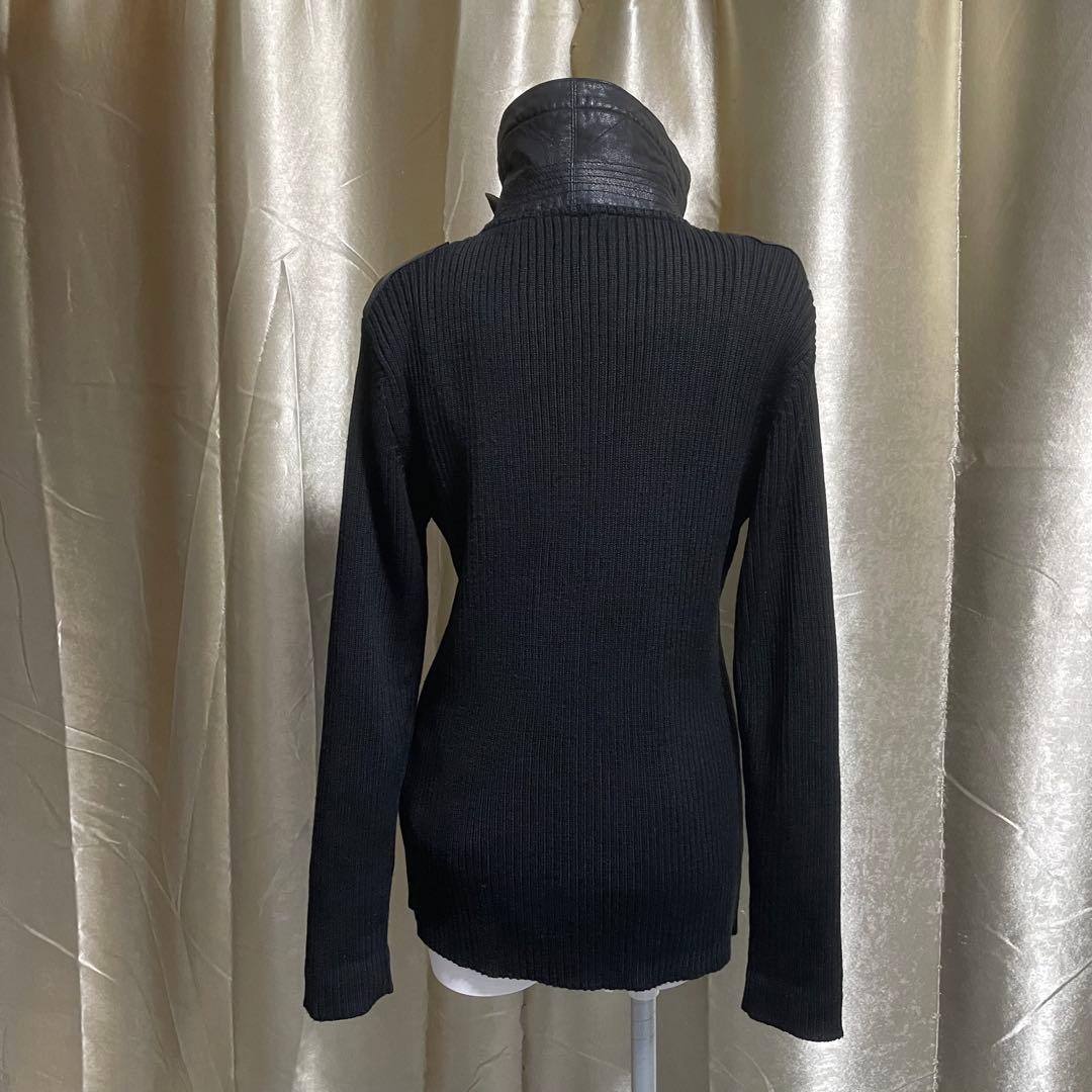 ミリタリージャケット ニット 山羊革 ダークコア y2k