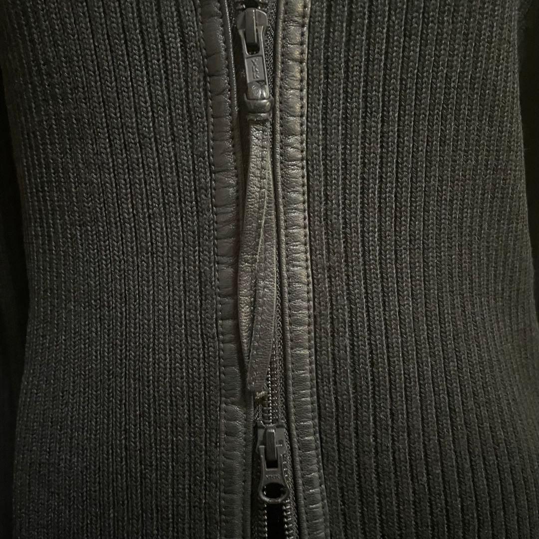 ミリタリージャケット ニット 山羊革 ダークコア y2k