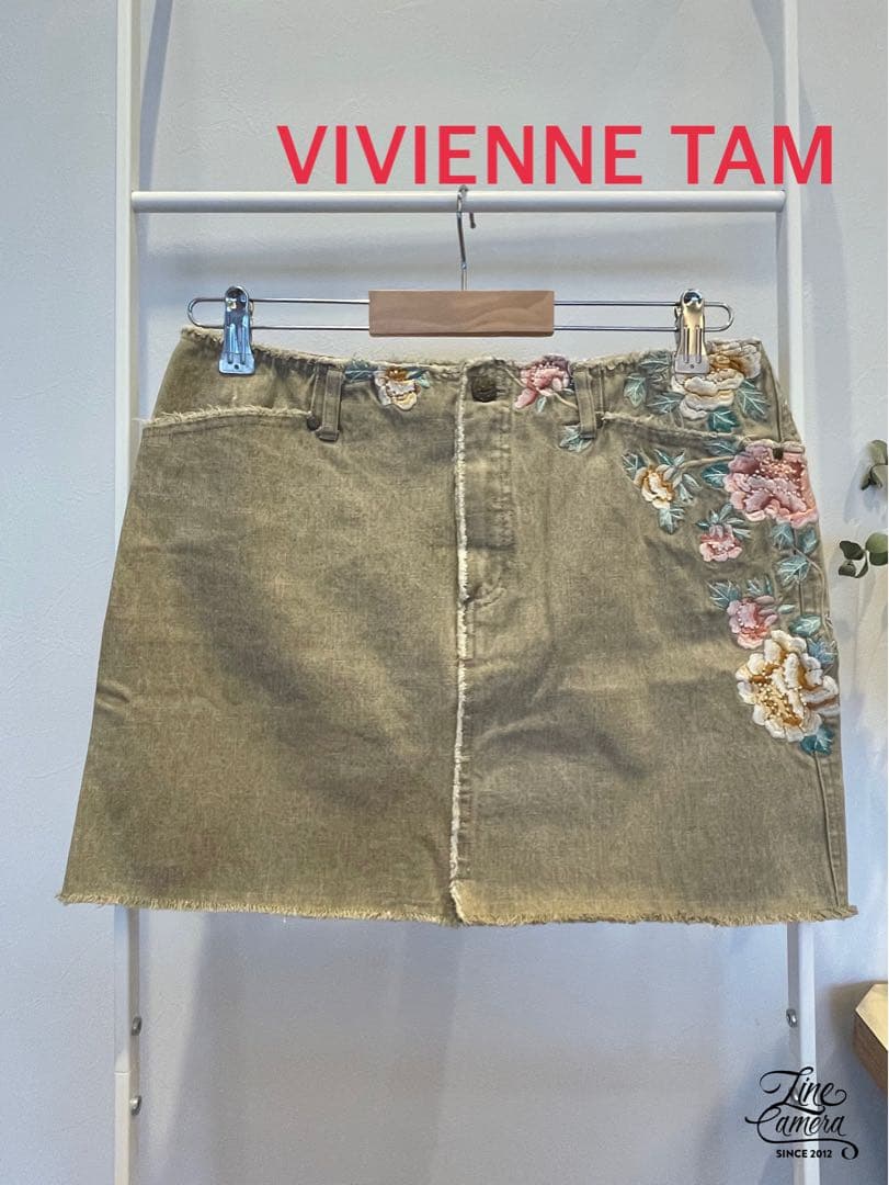 【希少】VIVIENNE TAM 花刺繍デニムスカート サイズ1 M