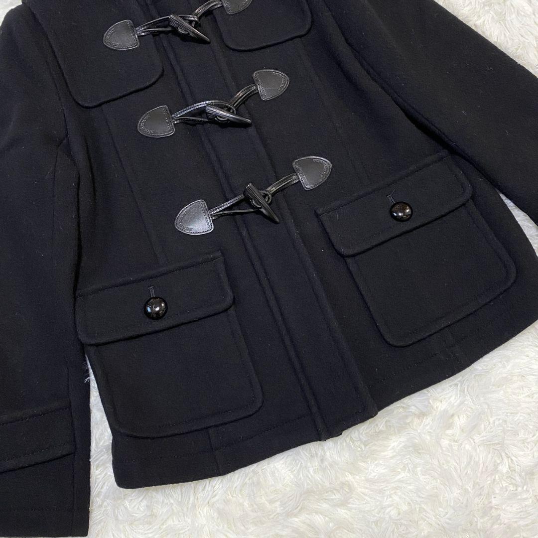 ●良品●　バーバリーブルーレーベル　ノバチェック　フード　ダッフルコート　黒
