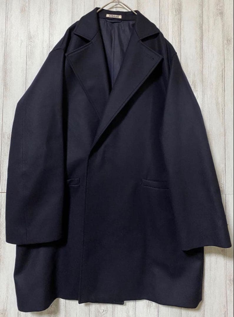 AURALEE LIGHT MELTON OVER COAT 3 ネイビー