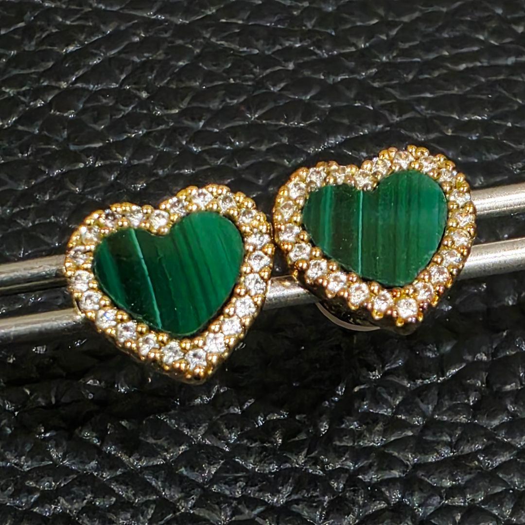 APMモナコ APMMonaco ミニマラカイト ハート ピアス グリーン