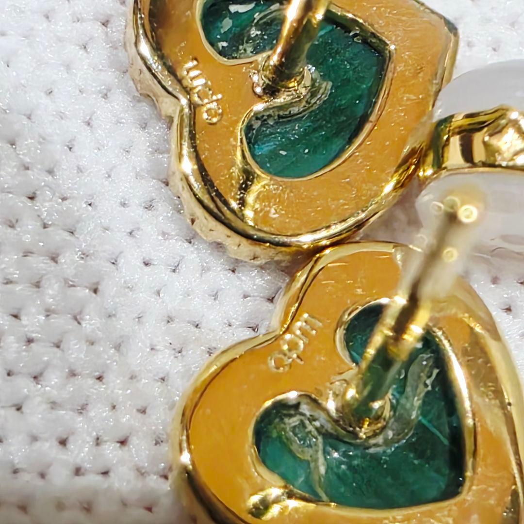 APMモナコ APMMonaco ミニマラカイト ハート ピアス グリーン