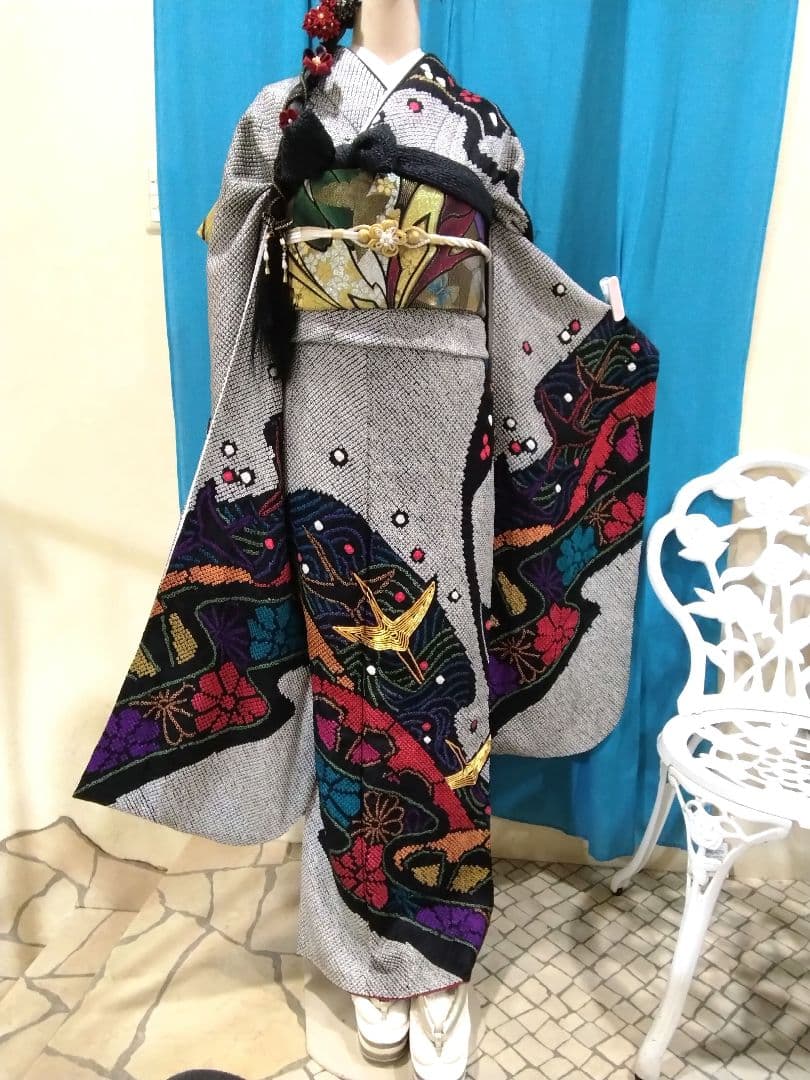 振袖フルセット、正絹総絞り、成人式、重ね衿、帯揚げ帯締め、西陣袋帯、長襦袢