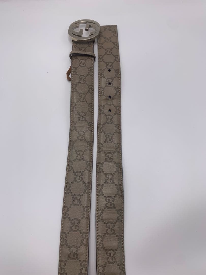 GUCCI グッチ ベルト インターロッキング GG シマ レザー P55
