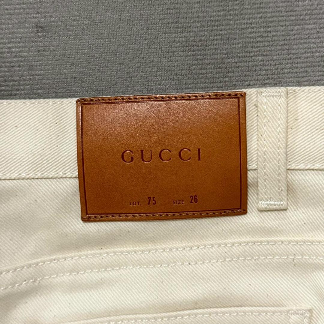 超美品 GUCCI サイドライン フレア デニムパンツ 26 シェリーライン