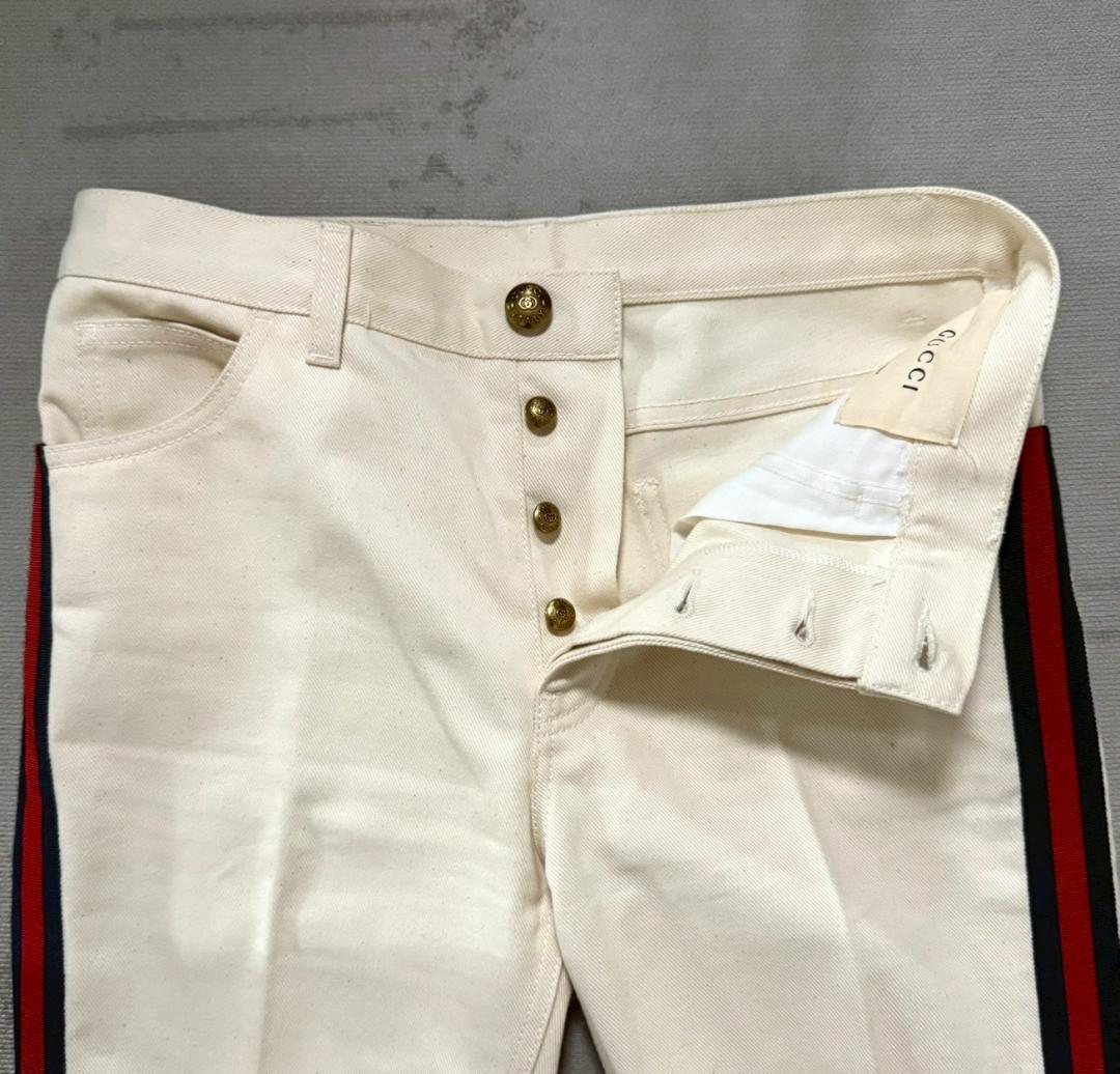 超美品 GUCCI サイドライン フレア デニムパンツ 26 シェリーライン