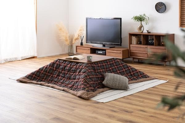 おしゃれ さらさら ポケット付き 正方形 こたつ布団 チェック柄 レッド