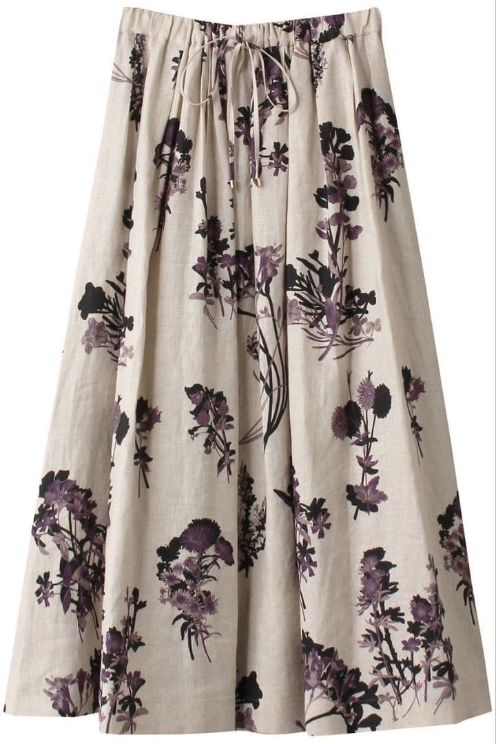 ✿　専用☆エブール　ebure　ナチュラルリネンフラワータックスカート