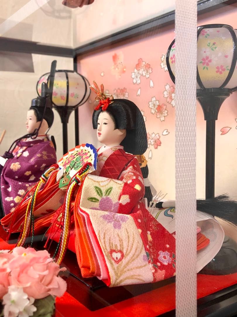 雛人形ケース飾り　ちりめん2人芥子サイズ