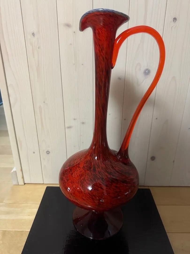 ガラス製鶴首花瓶　大きい花瓶　ベネチアガラス好きな方　　　大きい花瓶