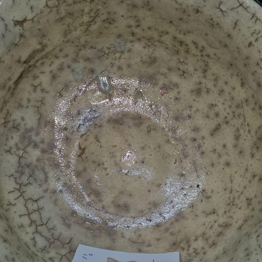 李朝、粉引茶碗(合せ箱、藍染包み古布付)