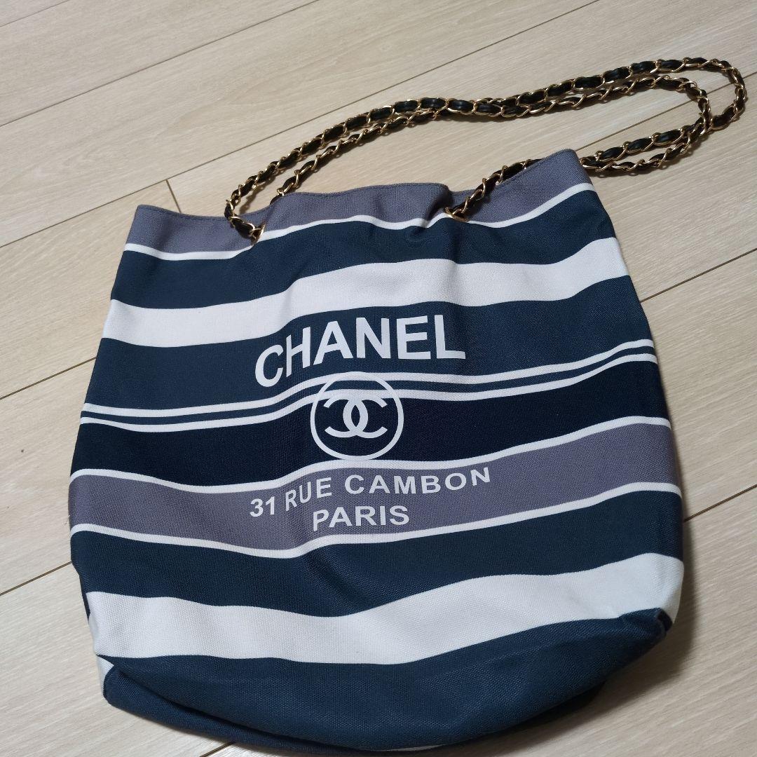 CHANEL ストライプ トートバッグ