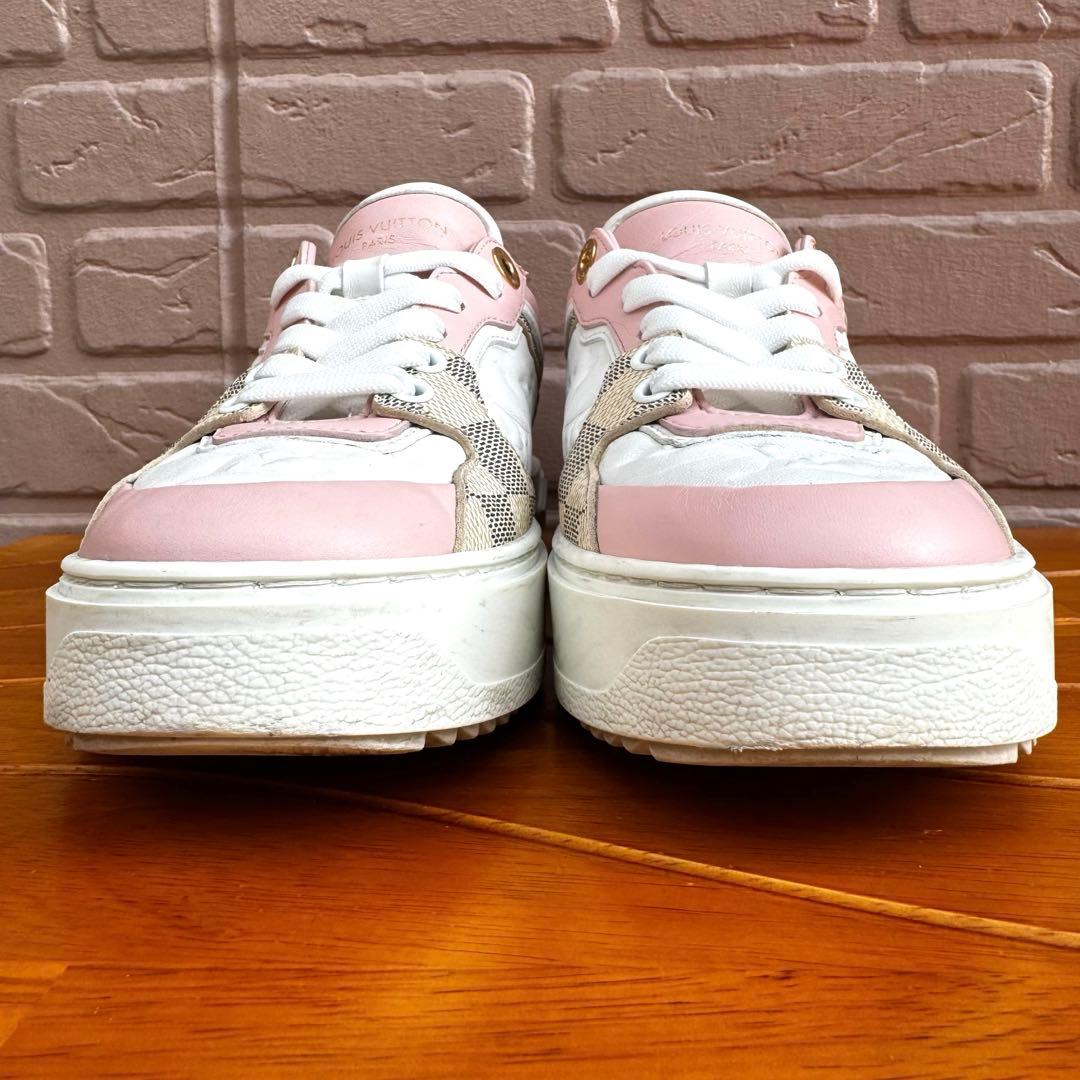 【美品】ルイヴィトン タイムアウトライン モノグラム×ダミエ レザースニーカー