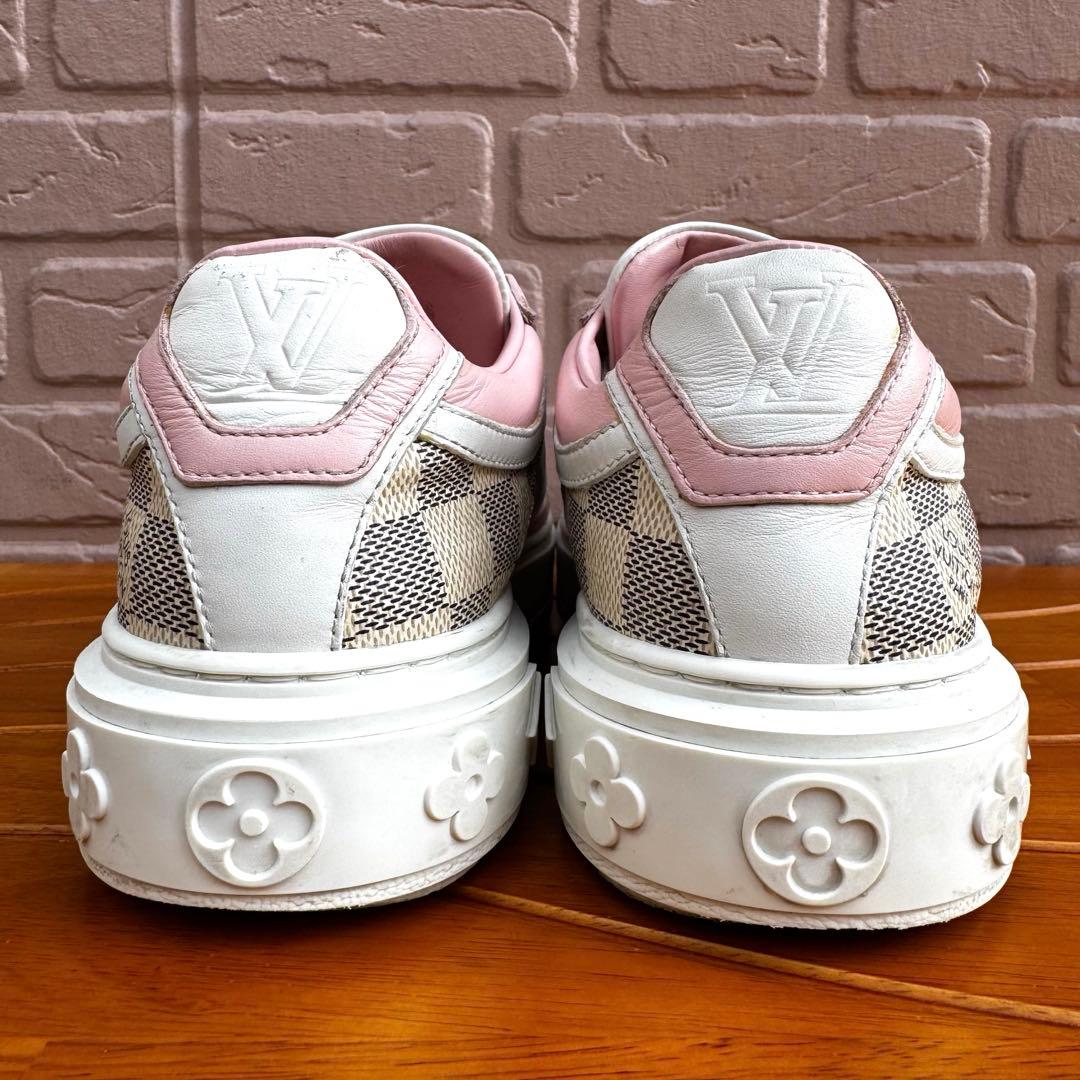 【美品】ルイヴィトン タイムアウトライン モノグラム×ダミエ レザースニーカー