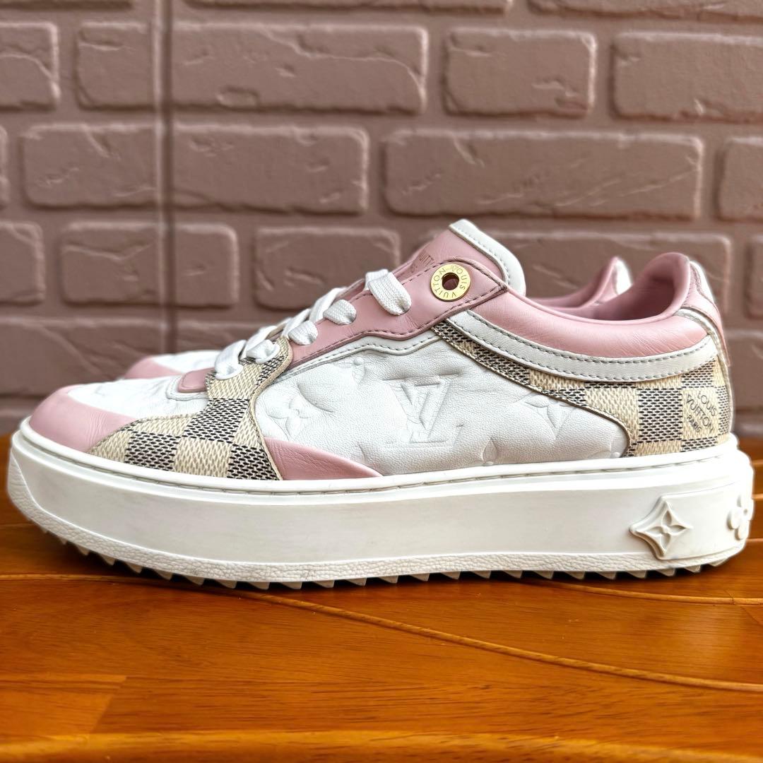 【美品】ルイヴィトン タイムアウトライン モノグラム×ダミエ レザースニーカー