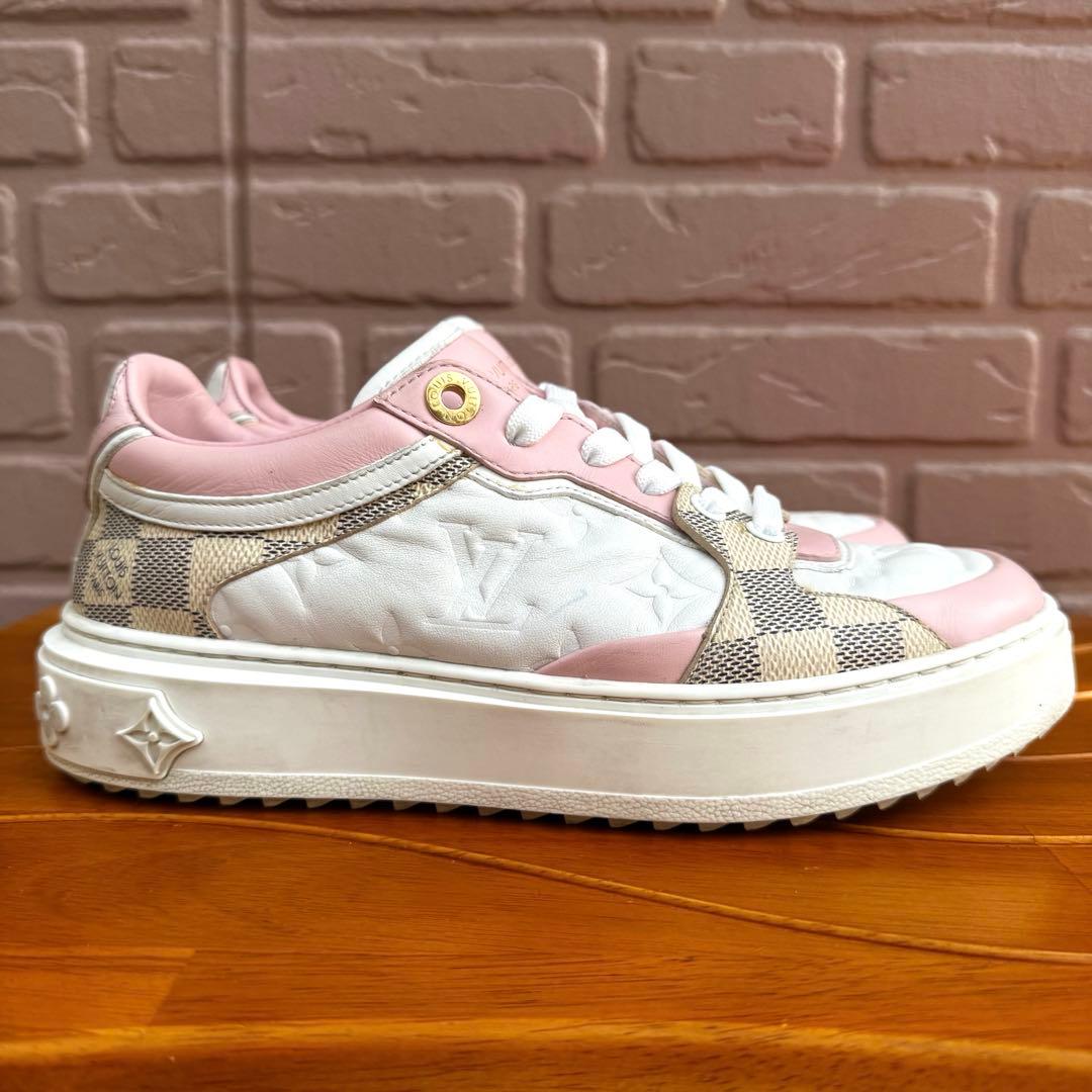 【美品】ルイヴィトン タイムアウトライン モノグラム×ダミエ レザースニーカー