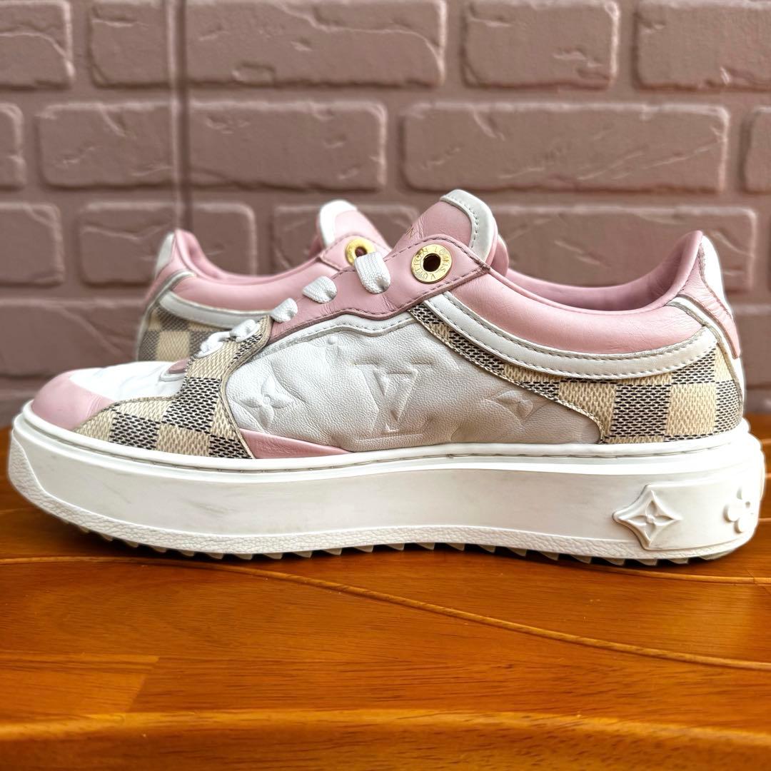 【美品】ルイヴィトン タイムアウトライン モノグラム×ダミエ レザースニーカー