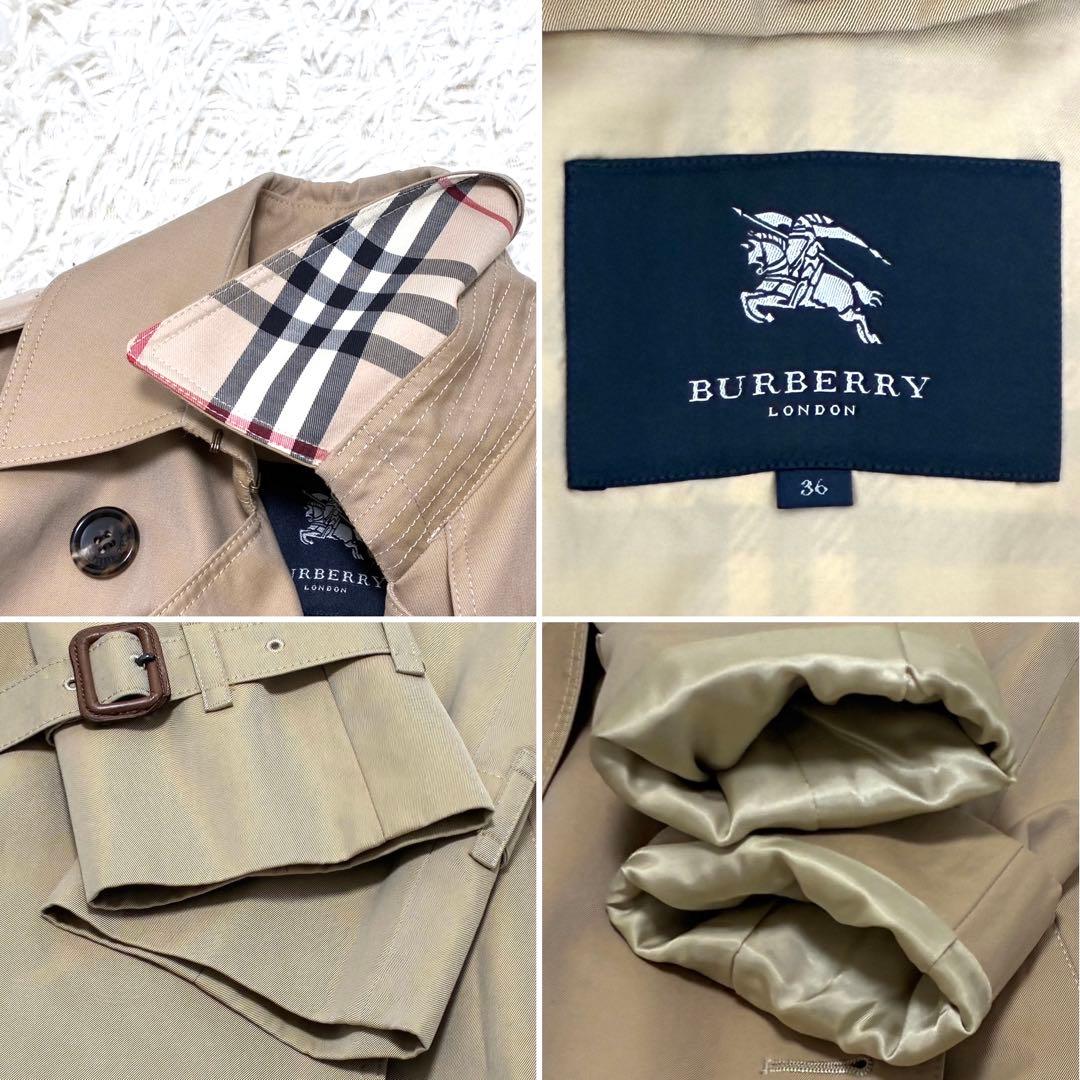 未使用に近い バーバリー ライナー付 トレンチコート ノバチェック ベルト 36