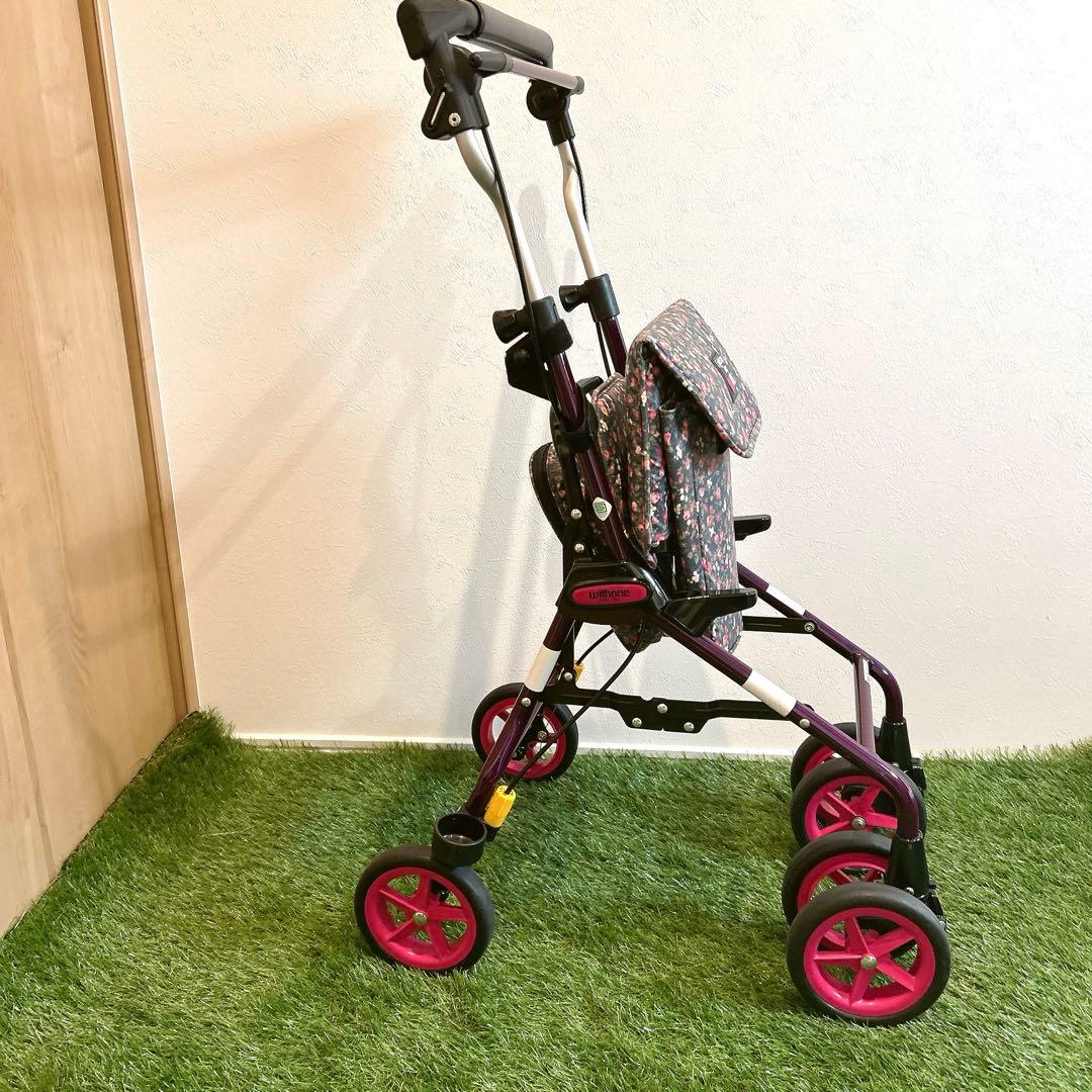 シルバーカー withone タイニーW 花柄 多少の傷あり 良品　紫　ピンク