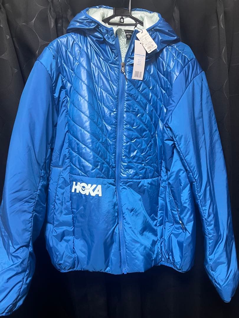 HOKA キルティングフードジャケット 青　パフィジャケット　メンズL相当　新品
