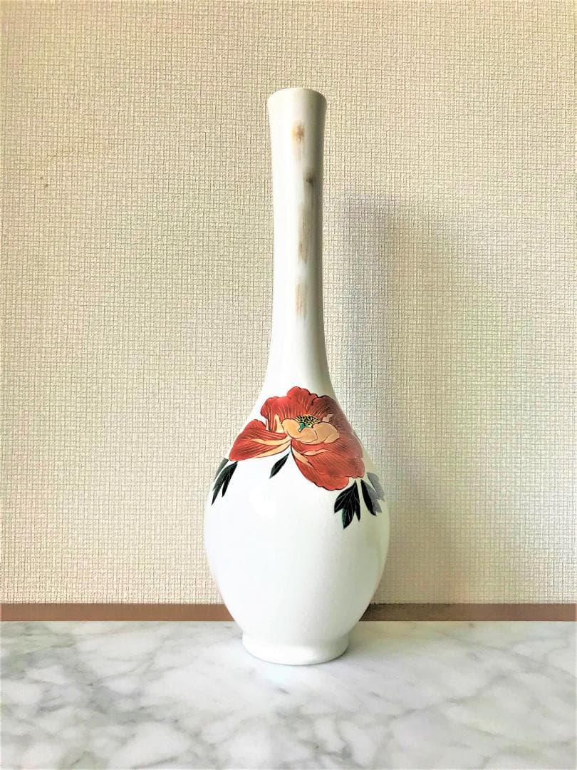 お値引！ヴィンテージ　九谷焼　一輪挿し　鶴首　白磁　極美品　極希少