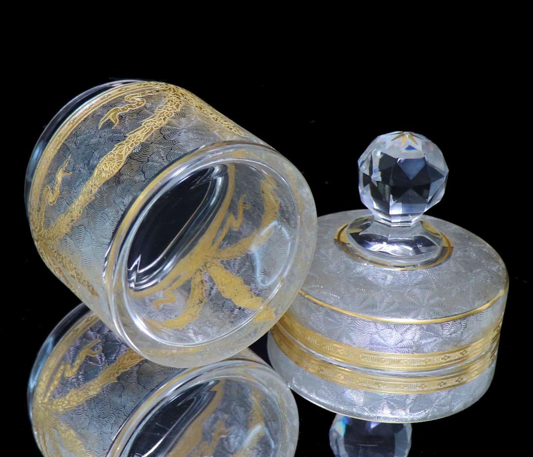 オールド・バカラ 珍品 1900年頃 大型蓋物 金彩唐草模様 ゴールド 小物入れ