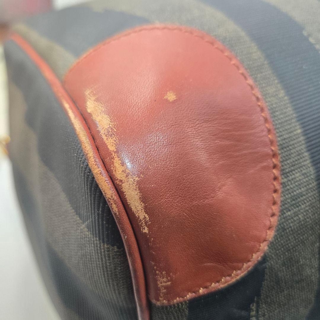 美品 FENDI 2way ボストンバッグ ペカン PVC レザー ハンドバッグ