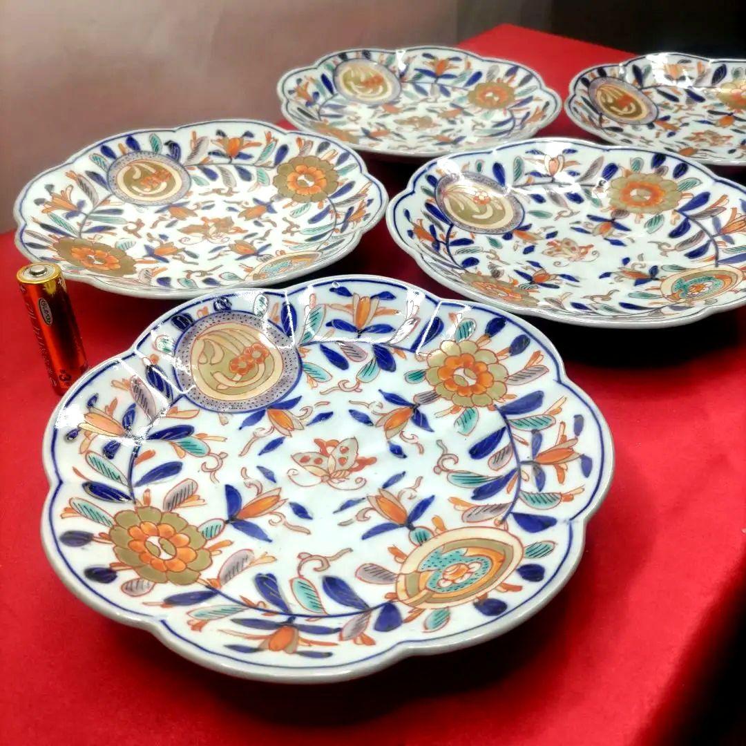 有田焼　伊万里焼　古伊万里　金彩　色絵　小皿　中皿　平皿　5寸皿5客セット